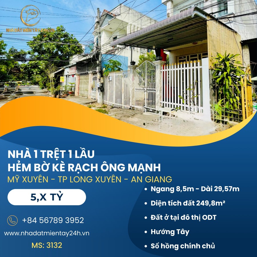 🔥 CƠ HỘI SỞ HỮU NHÀ ĐẸP - MẶT TIỀN RỘNG 8,5M, PHƯỜNG ĐÔNG XUYÊN, LONG XUYÊN (MS: 3132) 🔥